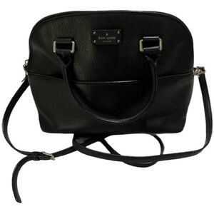 KATE SPADE BLACK CARLI GROVE STREET LEATHER SATCHEL PURSE CROSSBODY BAG